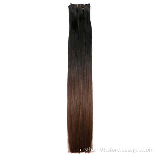 Best Price 5pcs/set  18"Synthetic Long Straight Hair Heat Resistant  Women Hair Extension Set Clip In Hair